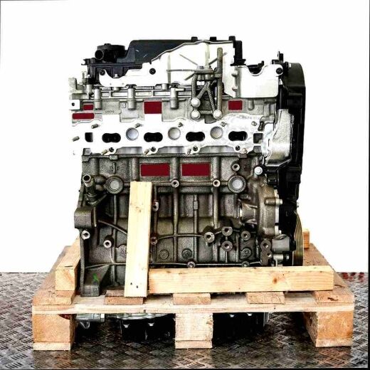 AHV (DW10FD) engine on a wooden pallet against a white background. Side view of the engine, vertically oriented.