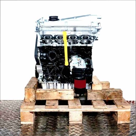 Side view of an ARZ engine on a wooden pallet against a white background. The engine is vertically oriented.