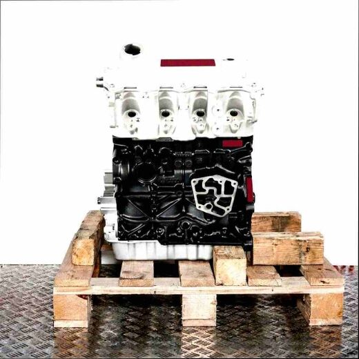 ASY engine on a wooden pallet against a white background. The black engine block and silver cylinder head are visible.