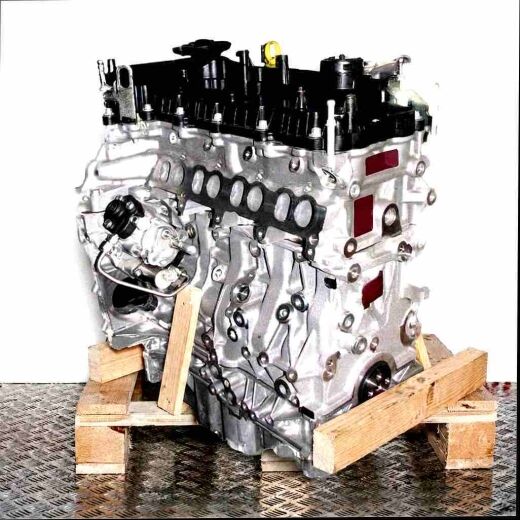 B 16 DTU engine on a wooden pallet against a white background. Side view of the engine, slightly angled from the front.