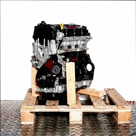 BCFA engine on a wooden pallet against a white background. Side view of the gray and black engine.
