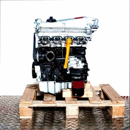 BFB engine on a wooden pallet against a white background. The complete engine with attachments is shown from the side.