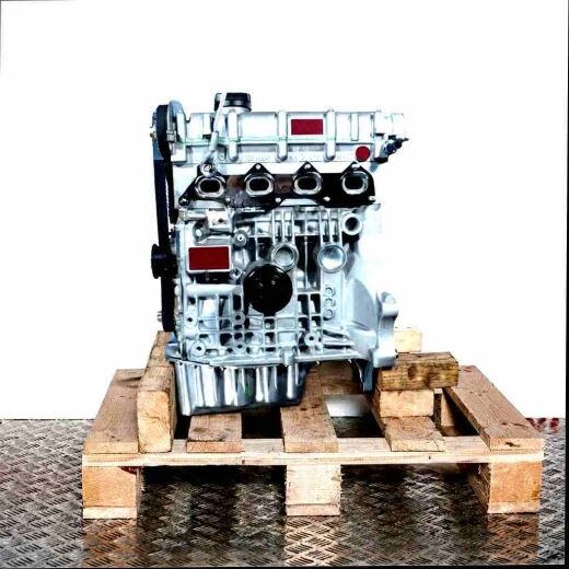 BKY engine on a wooden pallet against a white background. The silver engine, featuring belts and pulleys, is viewed from the side.