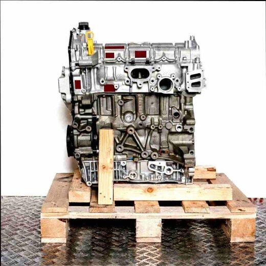 Side view of a gray and black BLFC engine on a wooden pallet against a white background. The image clearly shows the engine's connections and mounting points.
