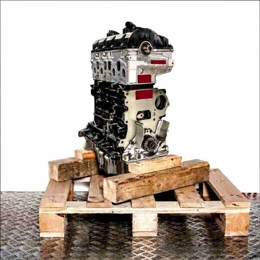 BLT engine on a wooden pallet against a white background. The BLT engine code is clearly visible. Perfect for technical illustrations.