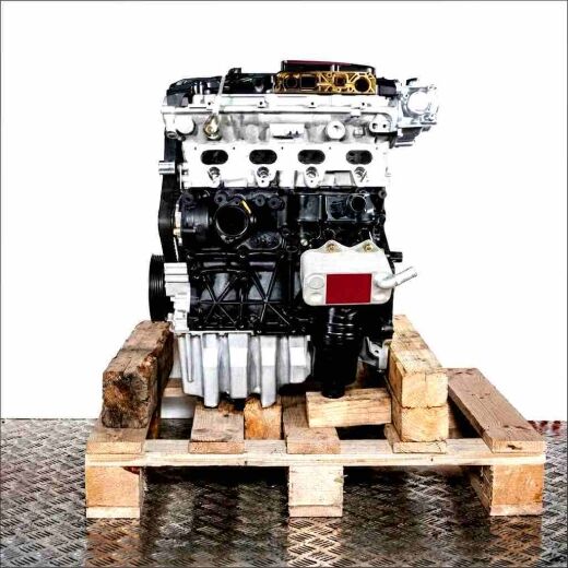 BWE engine on a wooden pallet against a white background. The silver and black engine is vertically oriented and fully visible.