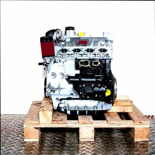 CCZA engine on a wooden pallet against a white background. The engine, featuring black and silver components, is shown from the side, including an oil filter.