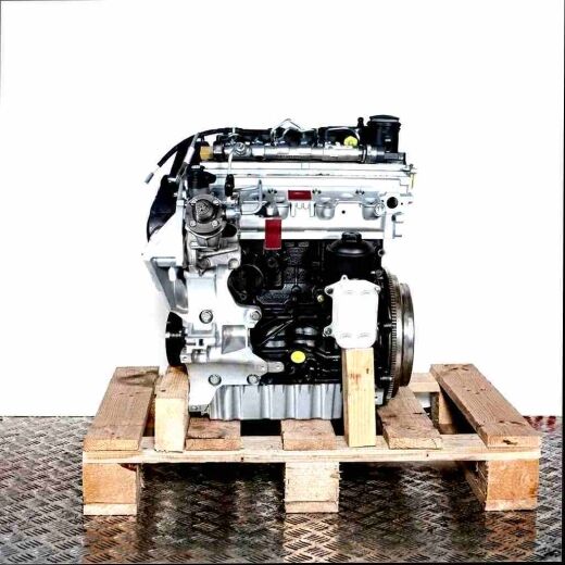 Side view of a CFHA engine on a wooden pallet against a white background. The engine is vertically oriented.