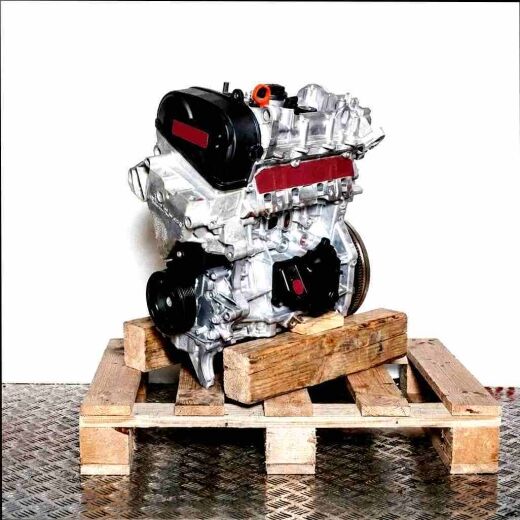 CPTA engine on a wooden pallet against a white background. Side view of the engine, no watermarks or logos.