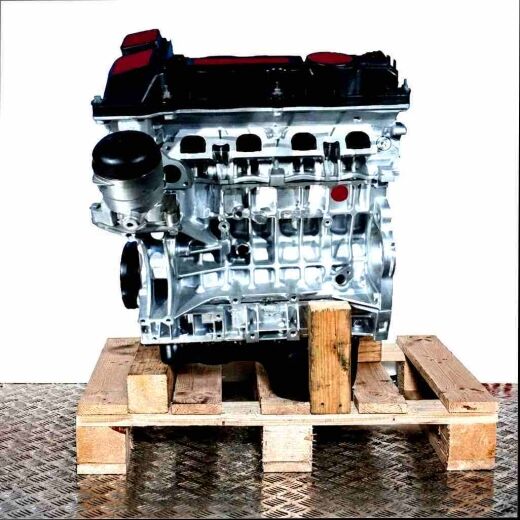 Side view of an N45 B16 A engine on a wooden pallet against a white background. The engine is vertically oriented and fully visible.